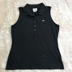 LACOSTE sleeveless black polo shirt , 42